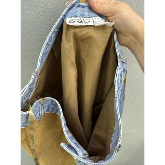 NWT Jeanology Y2K Suede Denim Leather Midi Split Hem Skirt Size 14 - Picture 5 of 9